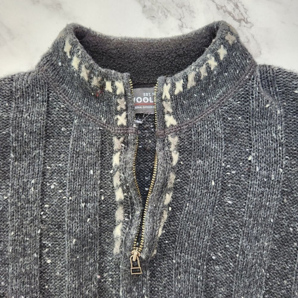 Woolrich Wool Quarter Zip Grey Confetti Ribbed Knit Cozy Pullover Sweater M - Picture 3 of 9